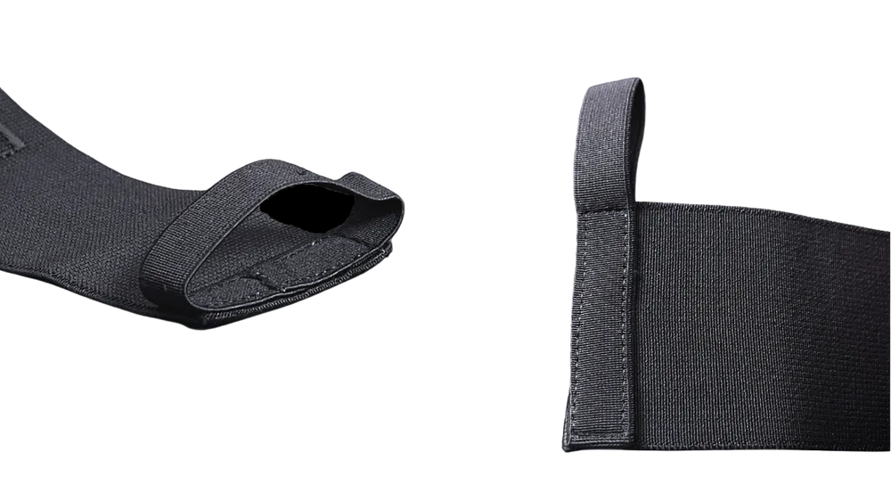 Close-up of the thumb and belt loop options on Prime wrist wraps